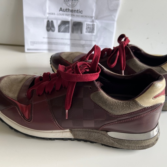 Authenticated Louis Vuitton Burgundy Suede Run Away Sneakers Men's Size 8/US 9 - Picture 8 of 16